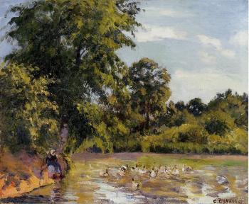 卡米耶 畢沙羅 Old Woman with Ducks at Montfoucault 卡米耶 畢沙羅 Old Woman with Ducks at Montfoucault